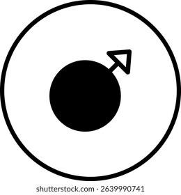 Stylized male gender symbol illustration within circular frame for vector designs