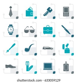 Stylized man accessories icons and objects- vector illustration