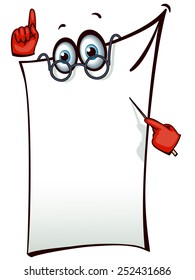 stylized man with blank banner with a pointer