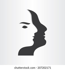 stylized man face abstract design icon think brain head intelegence ideas background