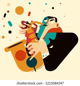 stylized man playing the saxophone