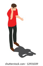 Stylized man using a mobile phone