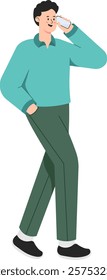 Stylized Man Walking and using Phone Illustration