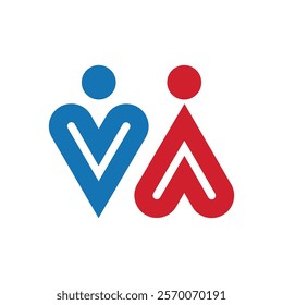 Stylized man and woman vector icon or logo. Male and female, boyfriend and girlfriend.