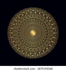 Stylized mandalas zentangle ornament floral vector gold