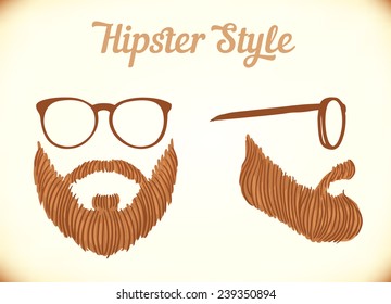 Stylized man's face, hipster style, vector illustration 