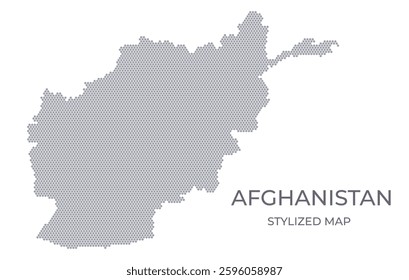 Stylized map of the Afghanistan made from honeycomb. A simple map of the country in a minimalistic form for presentations, posters, and other designs.