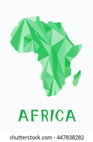 A stylized map of  Africa of green triangles .Creative concept.Travel.Polygonal style.