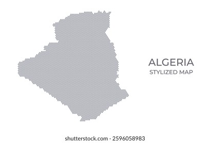 Stylized map of the Algeria made from honeycomb. A simple map of the country in a minimalistic form for presentations, posters, and other designs.