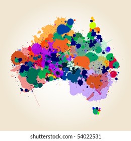 Stylized map of Australia, abstract art