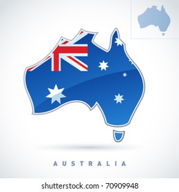 Stylized map of Australia. Vector. Editable.