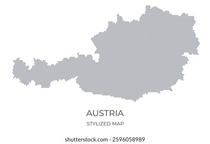 Stylized map of the Austria made from honeycomb. A simple map of the country in a minimalistic form for presentations, posters, and other designs.