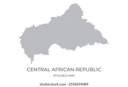 Stylized map of the Central African Republic made from honeycomb. A simple map of the country in a minimalistic form for presentations, posters, and other designs.