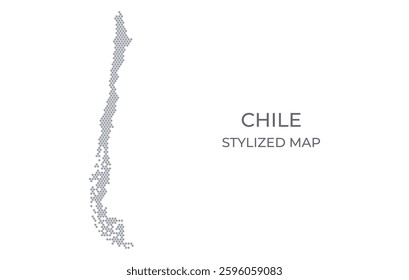 Stylized map of the Chile made from honeycomb. A simple map of the country in a minimalistic form for presentations, posters, and other designs.