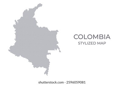 Stylized map of the Colombia made from honeycomb. A simple map of the country in a minimalistic form for presentations, posters, and other designs.