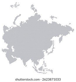 Mapa estilizado do continente Ásia consistindo de hexágonos. Um mapa do continente em um estilo estilizado simples para apresentações, cartazes e infográficos.
