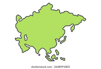 Mapa estilizado do continente da Ásia em um estilo simples. Mapa moderno do continente para infográficos, apresentações.