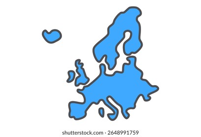 Mapa estilizado do continente da Europa em um estilo simples. Mapa moderno do continente para infográficos, apresentações.