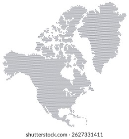 Mapa estilizado do continente América do Norte consistindo de hexágonos. Um mapa do continente em estilo estilizado simples para apresentações, cartazes e infográficos