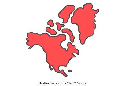 Mapa estilizado do continente da América do Norte em um estilo simples. Mapa moderno do continente para infográficos, apresentações.