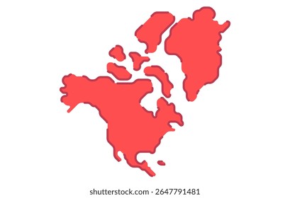 Mapa estilizado do continente da América do Norte em um estilo simples. Mapa moderno do continente para infográficos, apresentações.