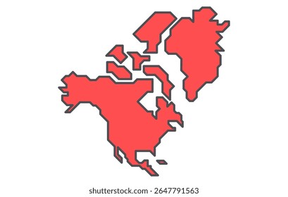 Mapa estilizado do continente da América do Norte em um estilo simples. Mapa moderno do continente para infográficos, apresentações.