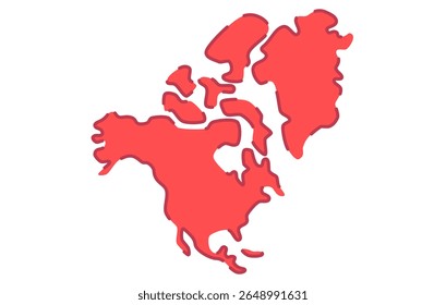 Mapa estilizado do continente da América do Norte em um estilo simples. Mapa moderno do continente para infográficos, apresentações.