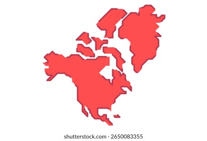Mapa estilizado do continente da América do Norte em um estilo simples. Mapa moderno do continente para infográficos, apresentações.