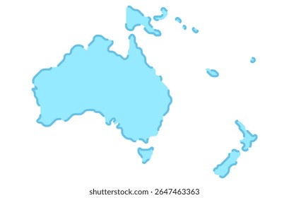 Mapa estilizado do continente da Oceania em um estilo simples. Mapa moderno do continente para infográficos, apresentações.