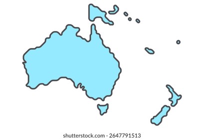Mapa estilizado do continente da Oceania em um estilo simples. Mapa moderno do continente para infográficos, apresentações.