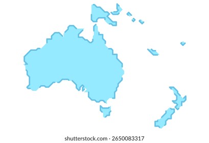 Mapa estilizado do continente da Oceania em um estilo simples. Mapa moderno do continente para infográficos, apresentações.