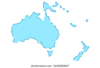 Mapa estilizado do continente da Oceania em um estilo simples. Mapa moderno do continente para infográficos, apresentações.