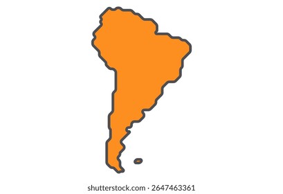Mapa estilizado do continente da América do Sul em um estilo simples. Mapa moderno do continente para infográficos, apresentações.