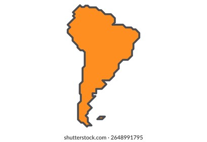 Mapa estilizado do continente da América do Sul em um estilo simples. Mapa moderno do continente para infográficos, apresentações.