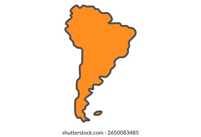 Stylized map of the continent of South America in a simple style. Modern map of the continent for infographics, presentations.