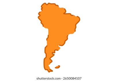 Stylized map of the continent of South America in a simple style. Modern map of the continent for infographics, presentations.