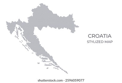 Stylized map of the Croatia made from honeycomb. A simple map of the country in a minimalistic form for presentations, posters, and other designs.