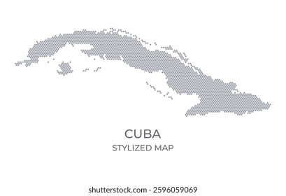 Stylized map of the Cuba made from honeycomb. A simple map of the country in a minimalistic form for presentations, posters, and other designs.