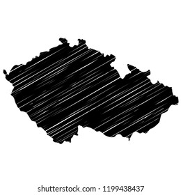 Stylized map of Czech Republic with white hatchings.