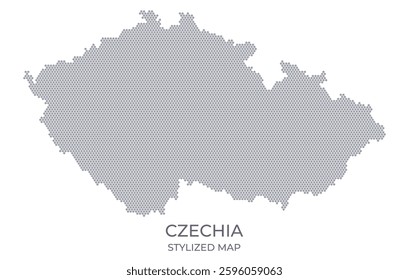 Stylized map of the Czechia made from honeycomb. A simple map of the country in a minimalistic form for presentations, posters, and other designs.