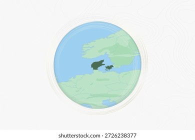 Stylized Map of Denmark with Neighboring Areas. Map in a modern, minimalistic style with soft gradient colors.