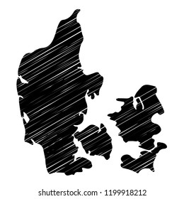 Stylized map of Denmark with white hatchings.