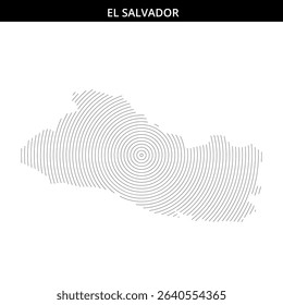 Stylized map design of El Salvador using circular lines.