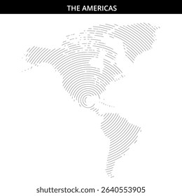 Stylized map displaying the Americas in a modern line art style