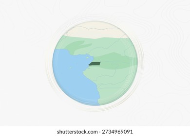 Mapa Estilizado Da Guiné Equatorial com Áreas Vizinhas. Mapa em um estilo moderno e minimalista com cores suaves gradientes.
