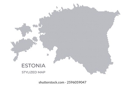 Stylized map of the Estonia made from honeycomb. A simple map of the country in a minimalistic form for presentations, posters, and other designs.