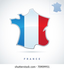 Stylized map of France. Vector. Editable.