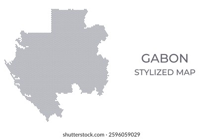 Stylized map of the Gabon made from honeycomb. A simple map of the country in a minimalistic form for presentations, posters, and other designs.