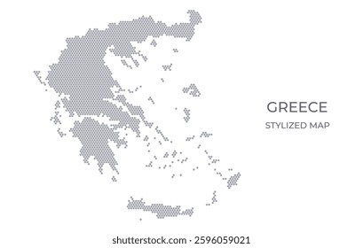 Stylized map of the Greece made from honeycomb. A simple map of the country in a minimalistic form for presentations, posters, and other designs.