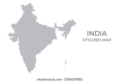 Stylized map of the India made from honeycomb. A simple map of the country in a minimalistic form for presentations, posters, and other designs.